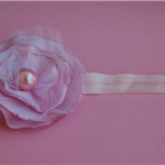 Retro opaska niemowlęca w delikatnym różu i bieli